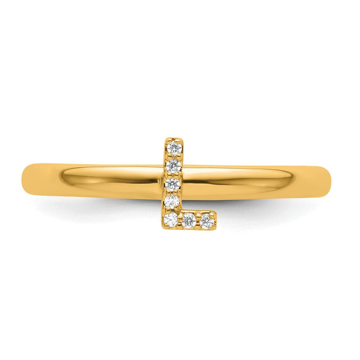 Buy Stylish 14K Gold Stackable Diamond Initial 'L' Ring - Elegant Design-3