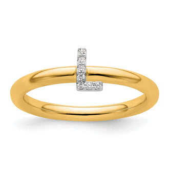 Buy Stylish 14K Gold Stackable Diamond Initial 'L' Ring - Elegant Design