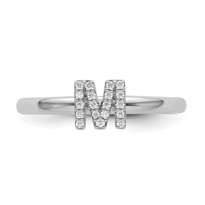 Buy Exclusive 14K White Gold Diamond Initial "M" Stackable Ring - Stylish Value-3