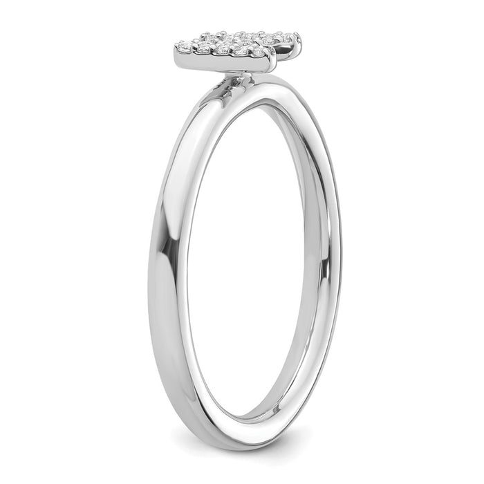 Shop Stylish 14K White Gold Diamond Initial "N" Stackable Ring - Affordable Luxury-5
