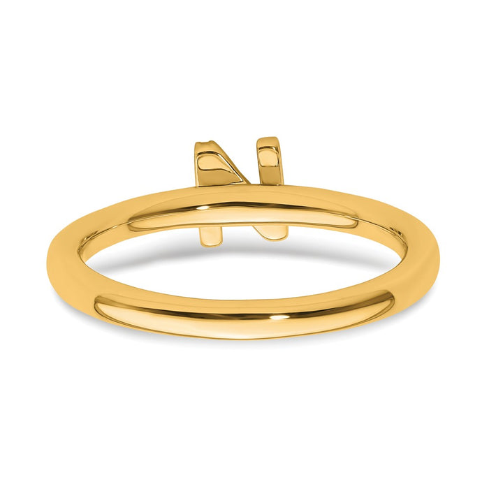 Shop Exclusive 14K Gold Stackable Diamond Initial N Ring - Stylish Luxury Jewelry-4