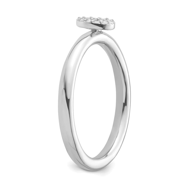 Buy Stylish 14K White Gold Diamond Initial "O" Stackable Ring - Luxury Value-5
