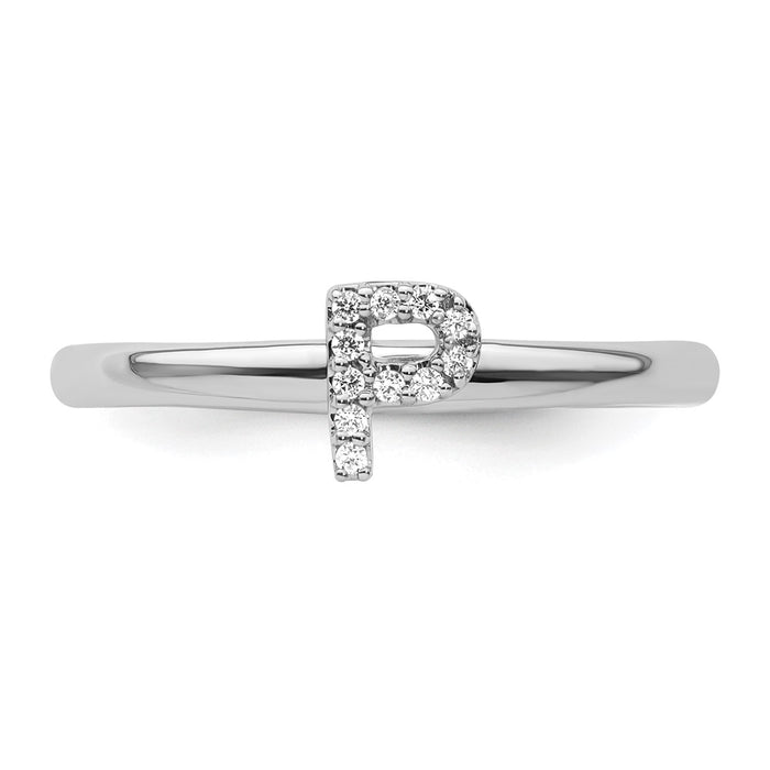 Exclusive 14K White Gold Diamond Initial P Stackable Ring - Stylish Value!-3