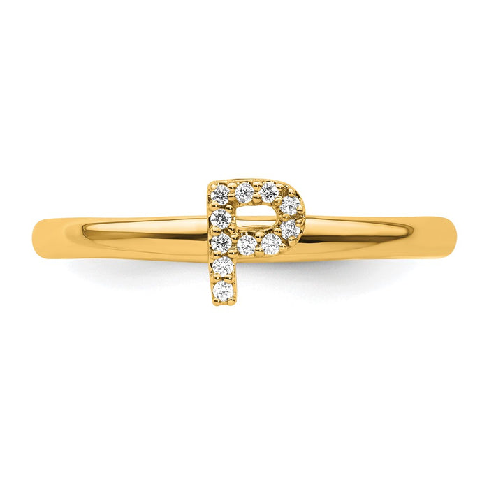 Buy Stylish 14K Gold Stackable Diamond Initial P Ring - Affordable Luxury-3