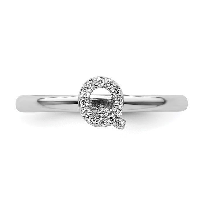 Exclusive 14K White Gold Diamond Initial Q Stackable Ring - Stylish Luxury!-3