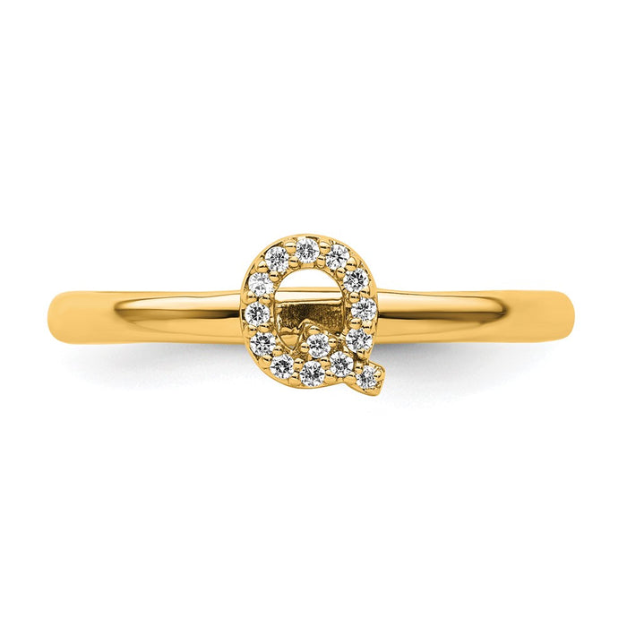 Buy Stylish 14K Gold Stackable Diamond Initial "Q" Ring - Luxury Value!-3