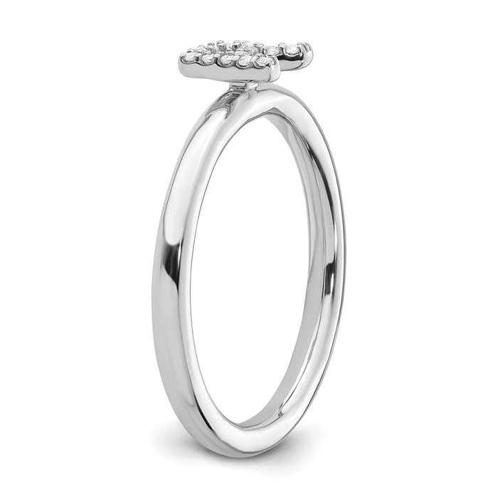 Shop Stylish 14K White Gold Stackable Diamond "R" Initial Ring - 0.85mm-5