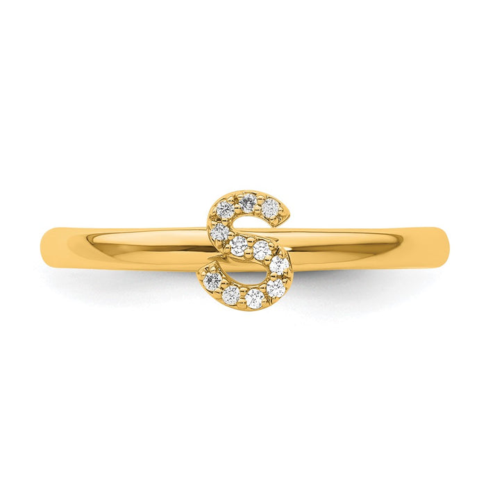 Shop Stylish 14K Gold Stackable Diamond Initial S Ring - Affordable Luxury!-3