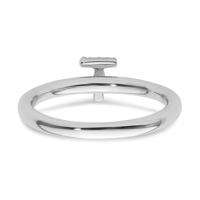 Shop Stylish 14K White Gold Diamond Initial T Stackable Ring - Affordable Luxury!-4