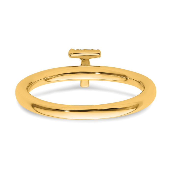 Shop Stylish 14K Gold Stackable Diamond Initial T Ring - Luxury Design-4