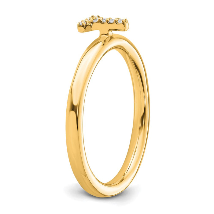Shop Stylish 14K Gold Stackable Diamond Initial T Ring - Luxury Design-5