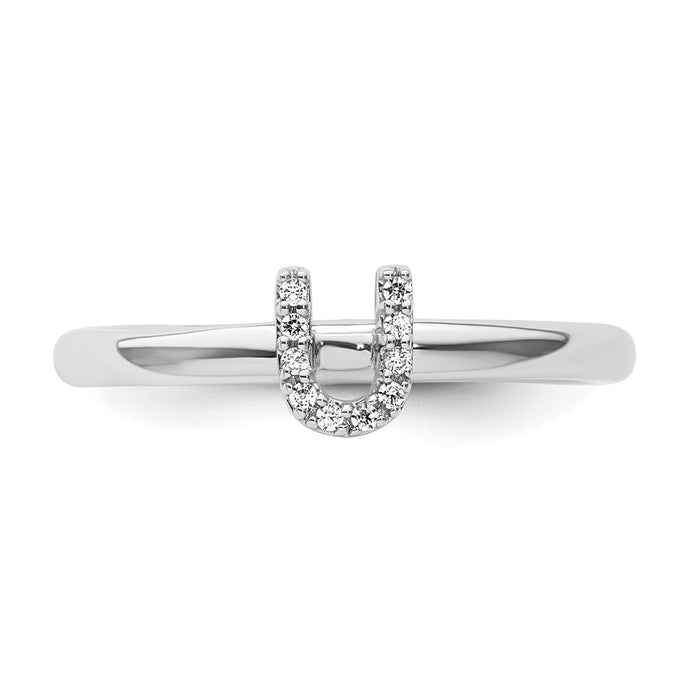 Buy Stylish 14K White Gold Diamond Initial "U" Stackable Ring - Affordable Luxury-3
