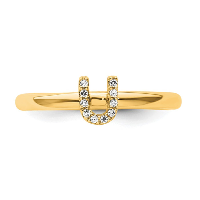 Shop Stylish 14K Gold Stackable U Initial Diamond Ring - Affordable Luxury Design-3