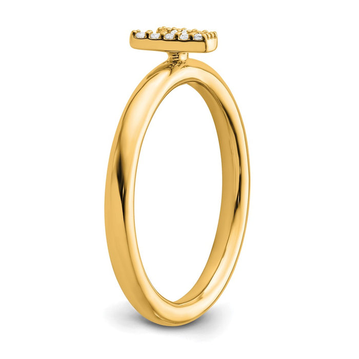 Shop Stylish 14K Gold Stackable Diamond Initial V Ring - Luxury Jewelry Deal-5