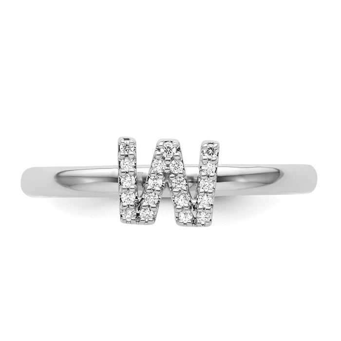 Shop Exclusive 14K White Gold Diamond Initial "W" Stackable Ring - Stylish Value-3