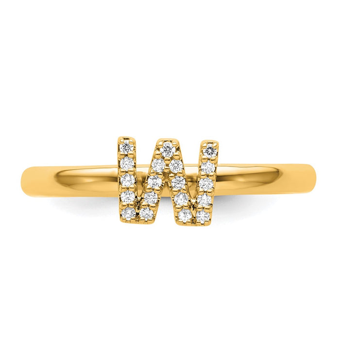 Shop High-Quality 14K Gold Stackable Diamond Initial "W" Ring - Stylish Value!-3