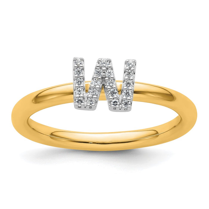 Shop High-Quality 14K Gold Stackable Diamond Initial "W" Ring - Stylish Value!-1