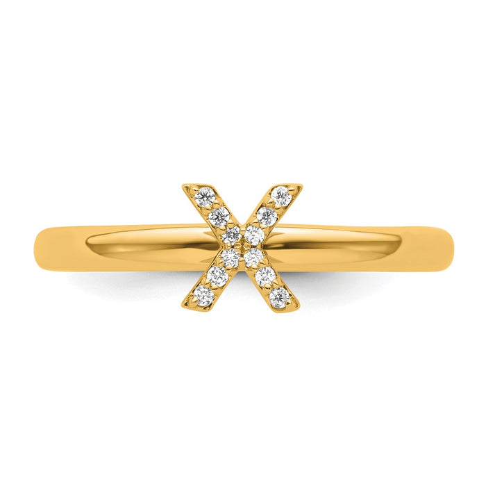Buy Stylish 14K Gold Stackable Diamond Initial "X" Ring - Luxury Design, Affordable Price-3