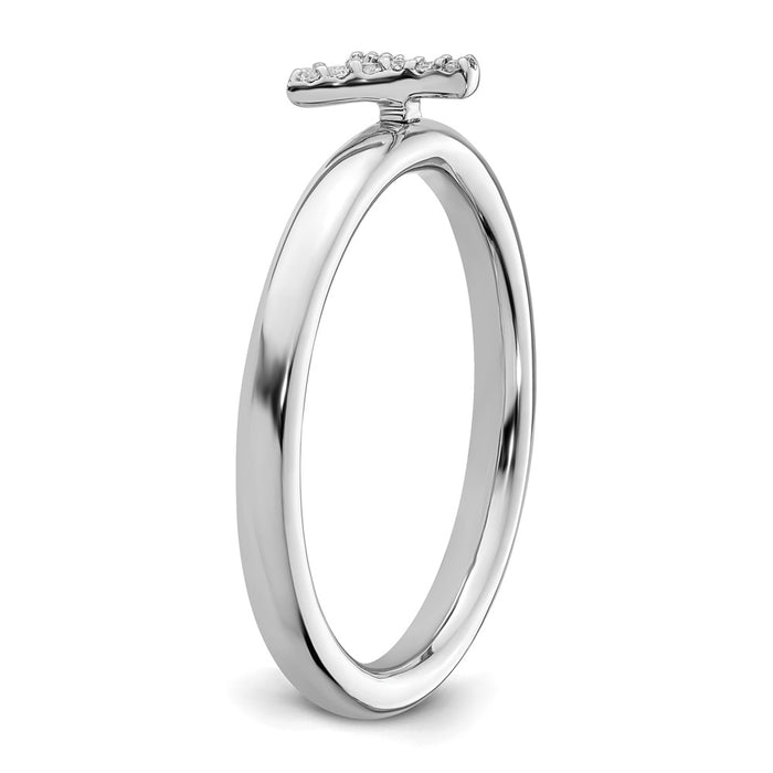 Buy Stylish 14K White Gold Diamond Initial Y Stackable Ring - Affordable Luxury-5
