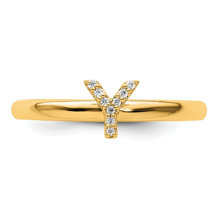 High-Quality 14K Gold Stackable Diamond Initial Y Ring - Stylish Luxury Value-3
