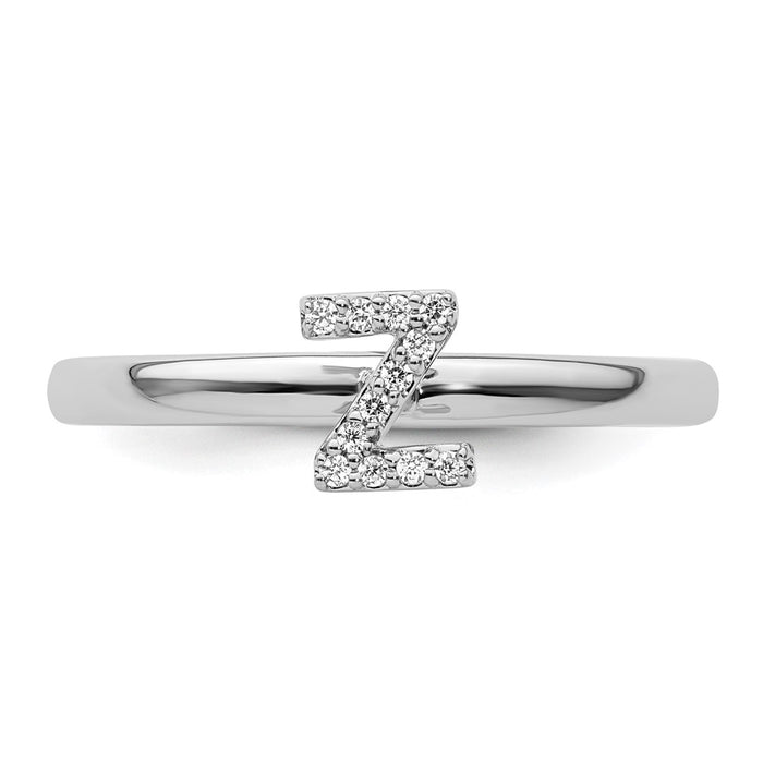 Shop Stylish 14K White Gold Diamond Initial Z Stackable Ring - Clearance Price-3