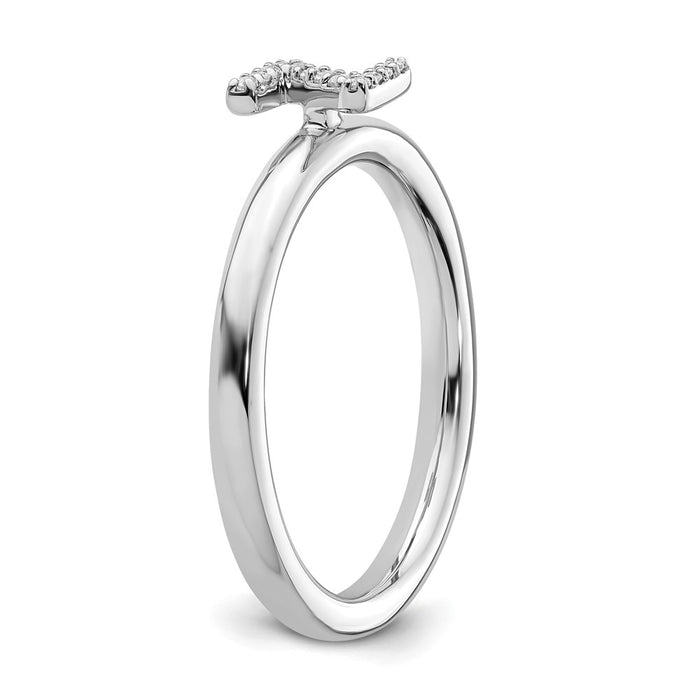 Shop Stylish 14K White Gold Diamond Initial Z Stackable Ring - Clearance Price-5
