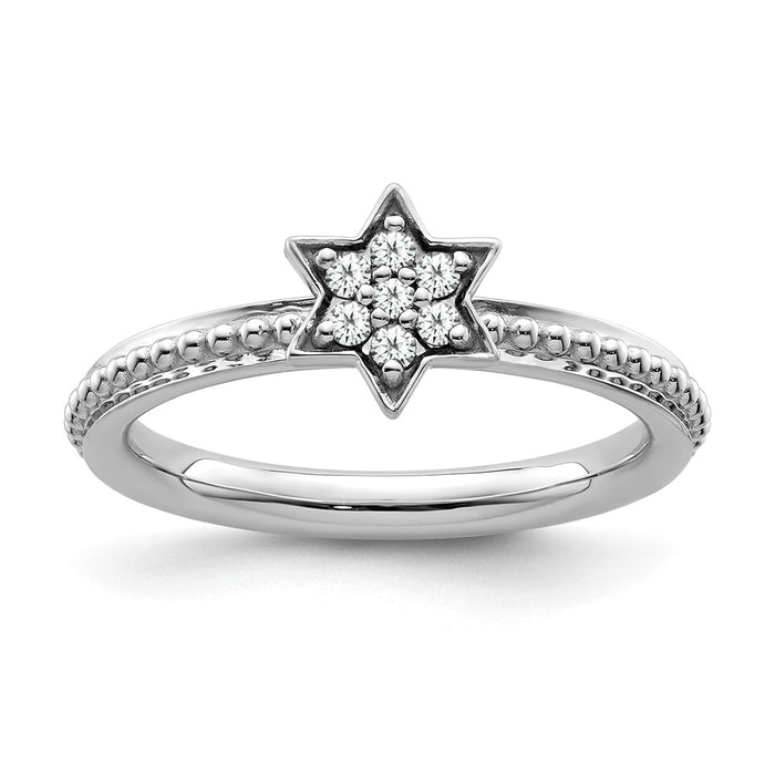 Shop Stylish 14K White Gold Diamond Star Stackable Ring - Luxury Design-1
