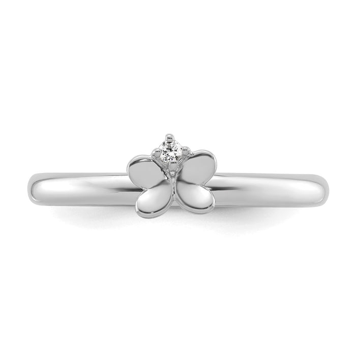 Shop Stylish 14K White Gold Diamond Butterfly Stackable Ring - 0.85mm Design-4