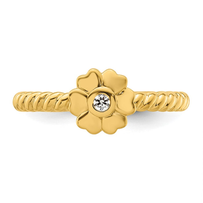 High-Quality 14K Twisted Diamond Flower Stackable Ring - Stylish Luxury Value!-4