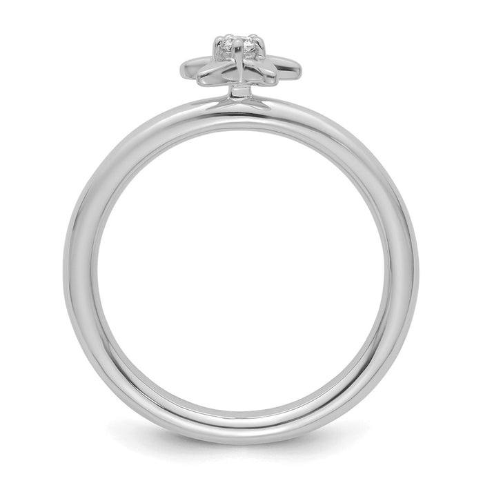 High-Quality 14K White Gold Diamond Starfish Stackable Ring - Stylish Value!-2