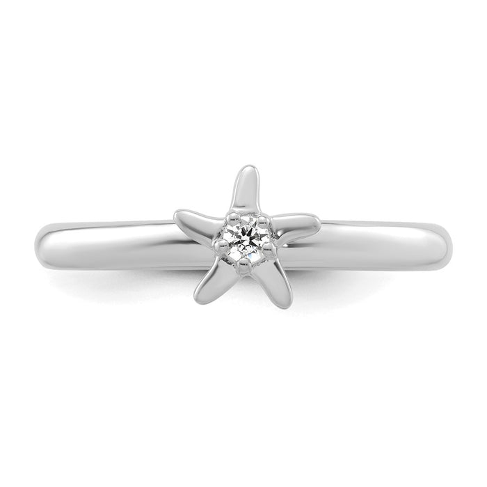 Buy 14K White Gold Diamond Starfish Stackable Ring - Stylish Luxury Value!-4