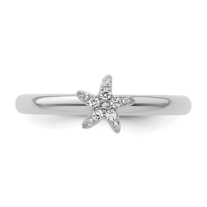 Shop 14K White Gold Diamond Starfish Ring - Stylish Stackable Design, Luxury Value-4