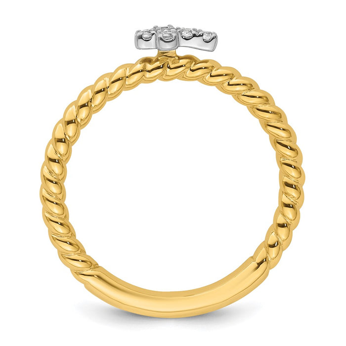 Shop Stylish 14K Two-Tone Gold Diamond Cross Stackable Ring - Exclusive Design-2