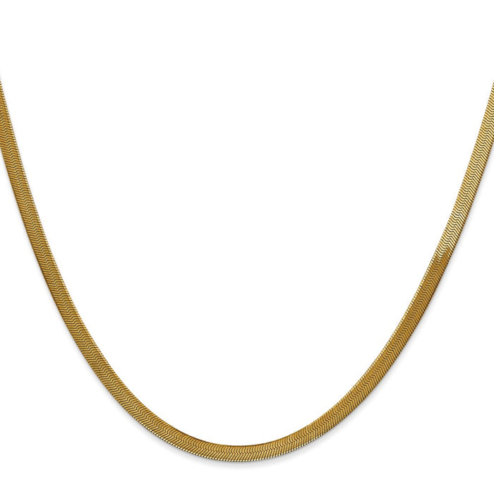 High-Quality 14K Gold 20-Inch 3mm Silky Herringbone Chain - Stylish Value!-2