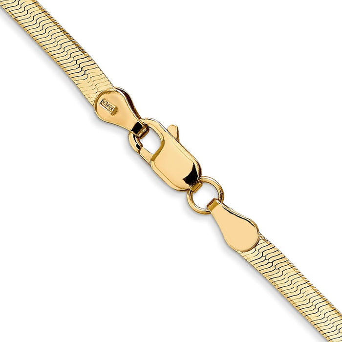 Buy 14K Gold 3mm Silky Herringbone Necklace - Stylish Luxury Accessory-3