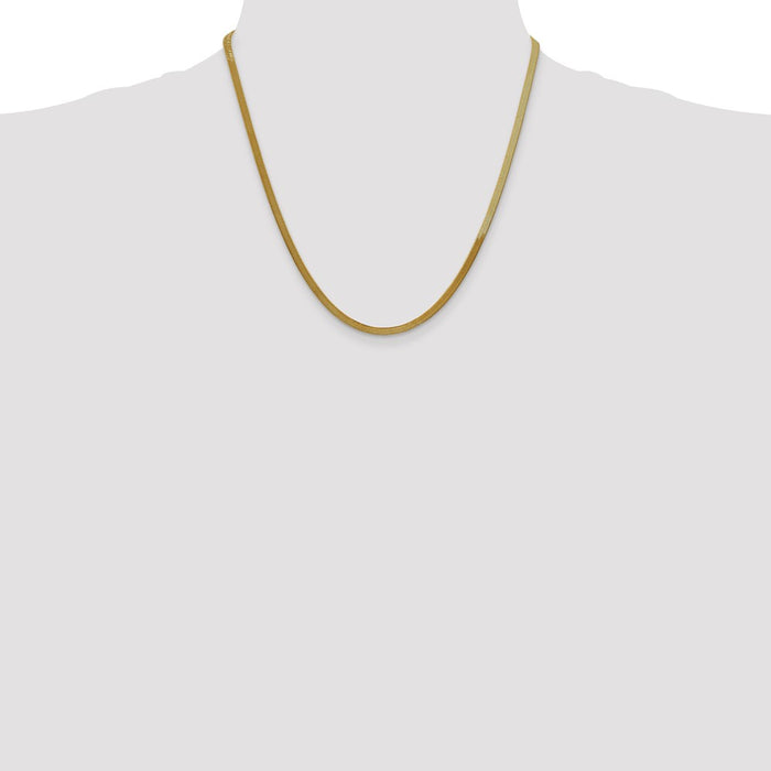 High-Quality 14K Gold 20-Inch 3mm Silky Herringbone Chain - Stylish Value!-4