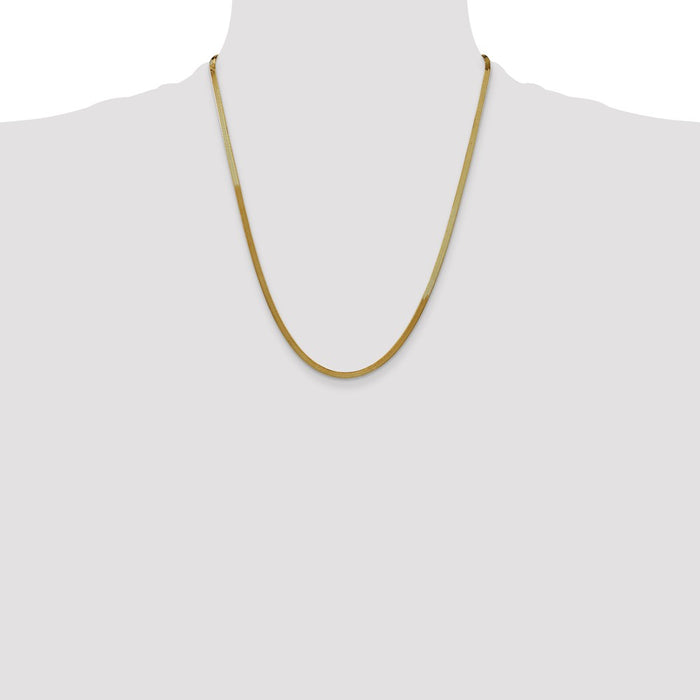 Buy 14K Gold 3mm Silky Herringbone Necklace - Stylish Luxury Accessory-4