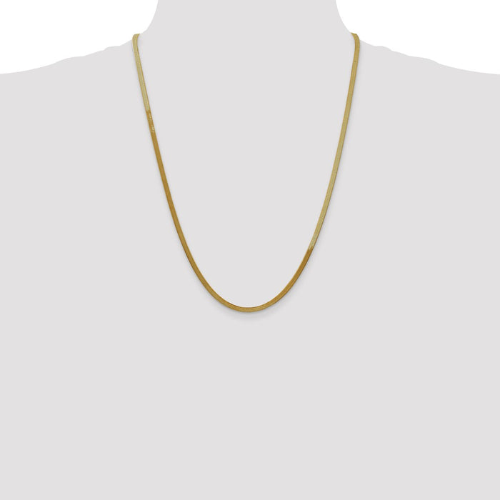 High-Quality 14K Gold 24" 3mm Silky Herringbone Chain - Stylish & Affordable!-4