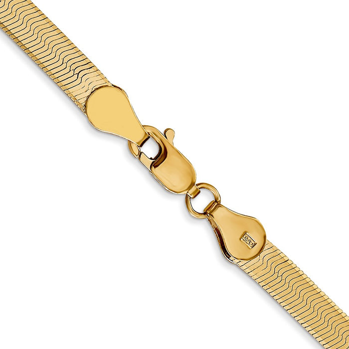 Exclusive 14K Gold 18-Inch 4mm Herringbone Chain - Stylish Lobster Clasp-3