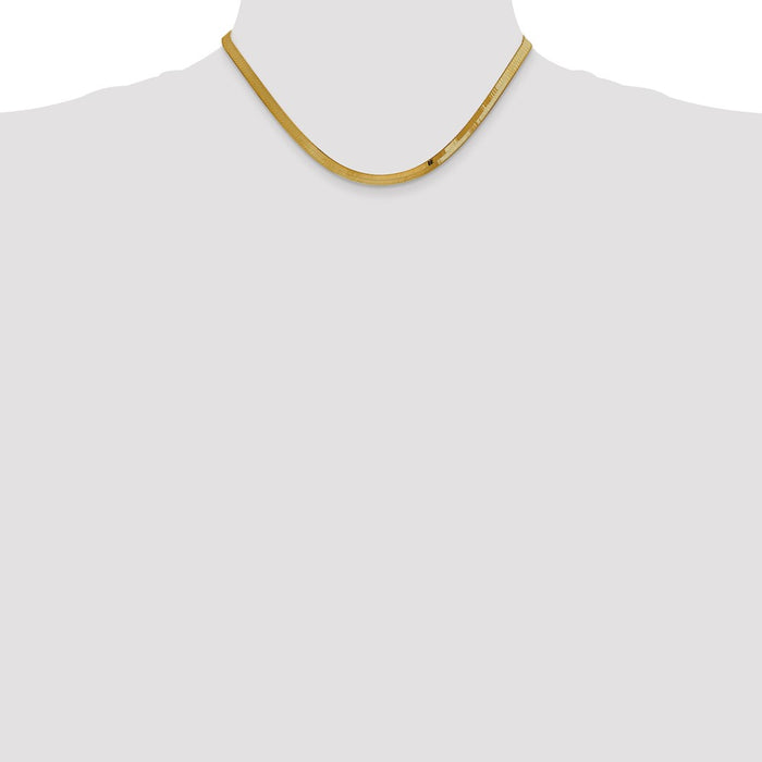 Exclusive 14K Gold 16-Inch Silky Herringbone Chain - Stylish 4mm Design-4