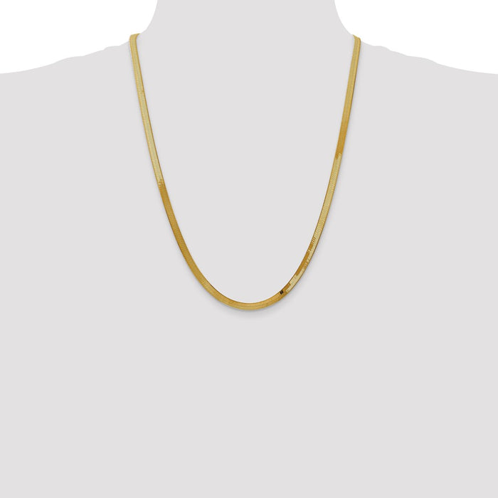 Shop Stylish 14K Gold 24-Inch 4mm Silky Herringbone Chain with Lobster Clasp-4