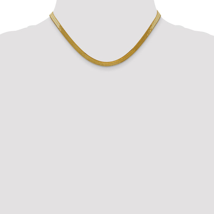 Shop Exclusive 14K Gold 16-Inch Herringbone Chain - Stylish 5mm Lobster Clasp-4