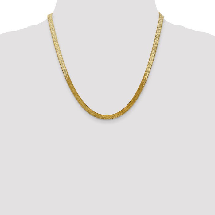 Buy 14K Gold 20-Inch Silky Herringbone Chain - Stylish 5mm Design-4