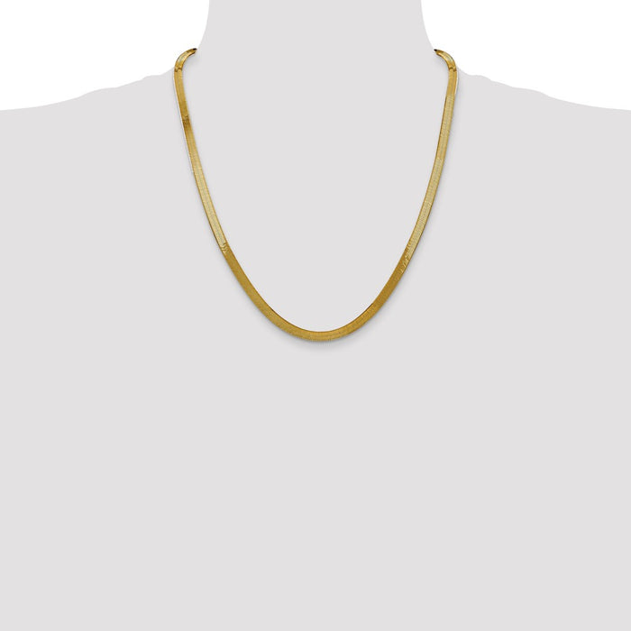 Exclusive 14K Gold 5mm Silky Herringbone Necklace - Stylish & Affordable!-4