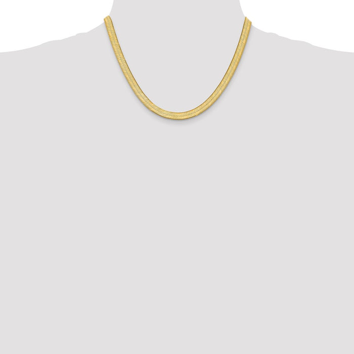 Buy 14K Gold Silky Herringbone Chain 18-Inch, 6.5mm - Stylish Luxury Accessory-4