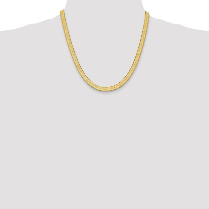 Buy 14K Gold 20-Inch Silky Herringbone Chain - Stylish 6.5mm Luxury Jewelry-4