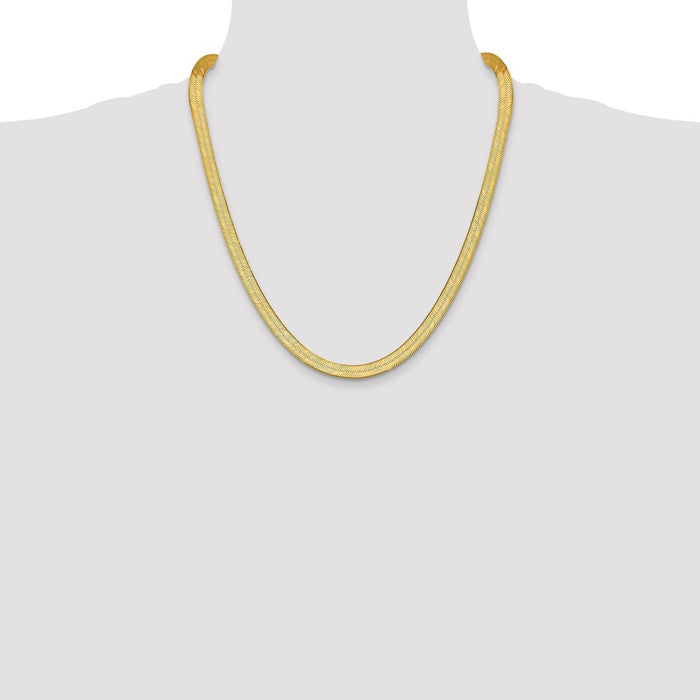 Exclusive 14K Gold 6.5mm Silky Herringbone Necklace - Stylish Luxury Piece-4