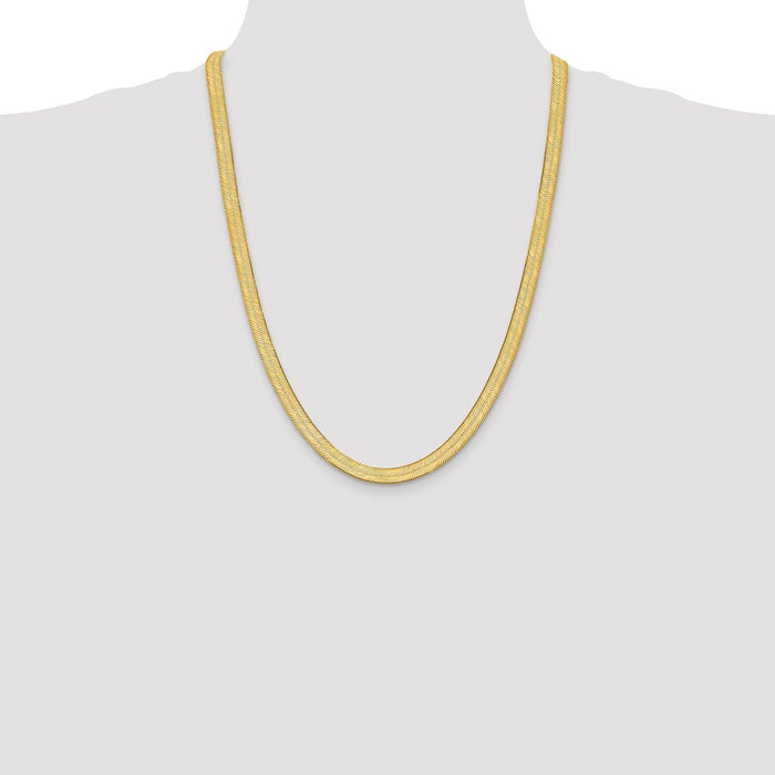 Shop Exclusive 14K Gold 24-Inch Silky Herringbone Chain - 6.5mm Luxury Style-4