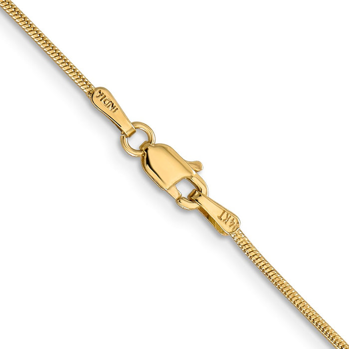 Designer 30-Inch 14K Gold Round Snake Chain, 1.1mm, Stylish Lobster Clasp-3