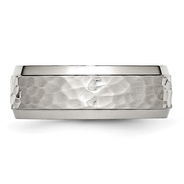 Exclusive 8mm Brushed & Polished Hammered Stainless Steel Chisel Band-3